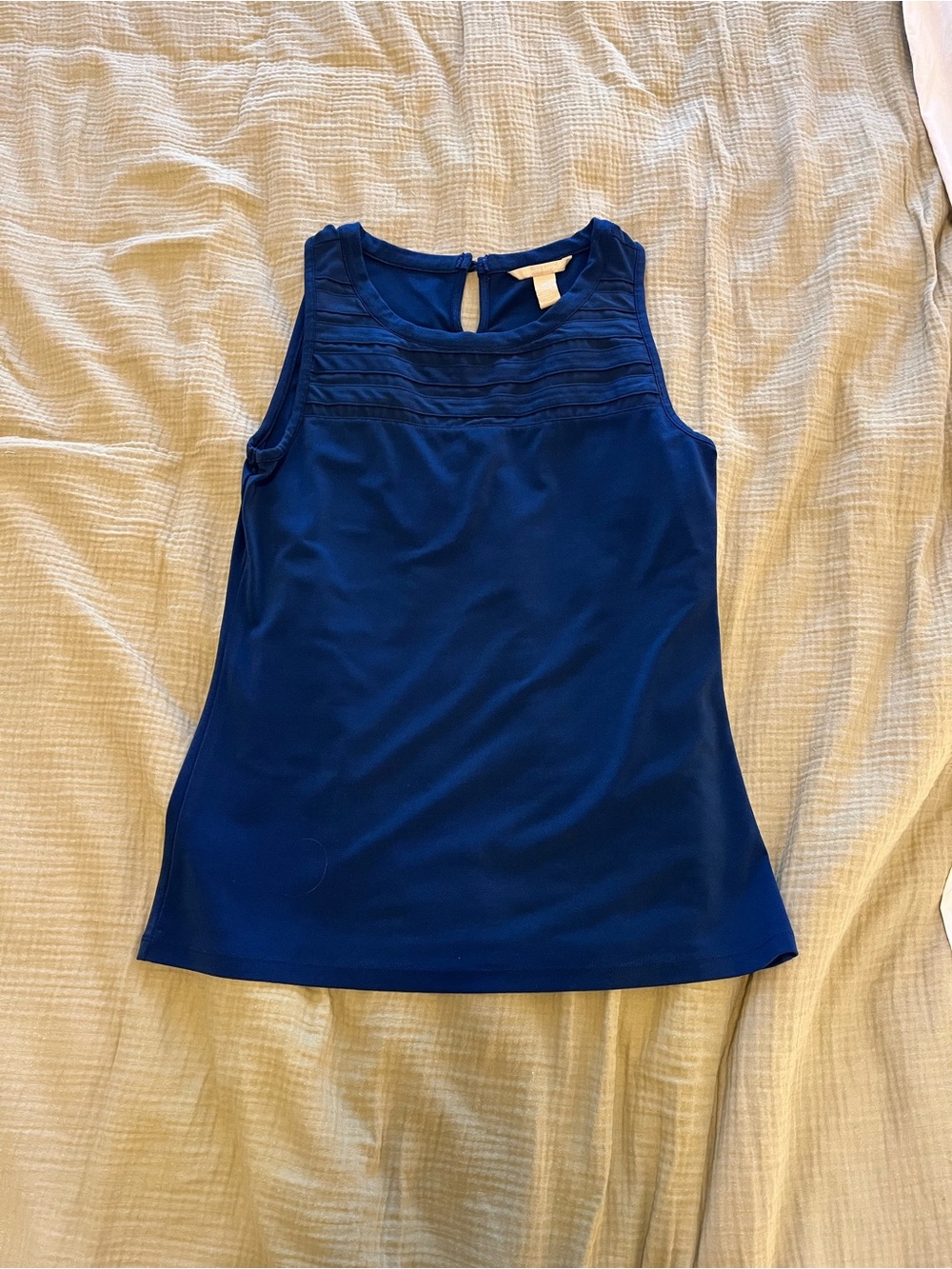 Banana Republic Royal Blue Sleeveless Blouse | Size Medium | Pleated Neckline